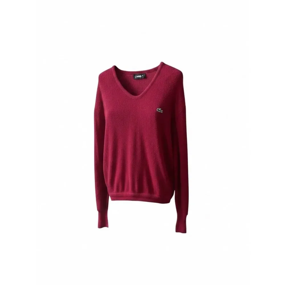 Izod Sweater Men's Red XLarge‎ Pullover V Neck Grandpa Logo Vintage 1970s USA